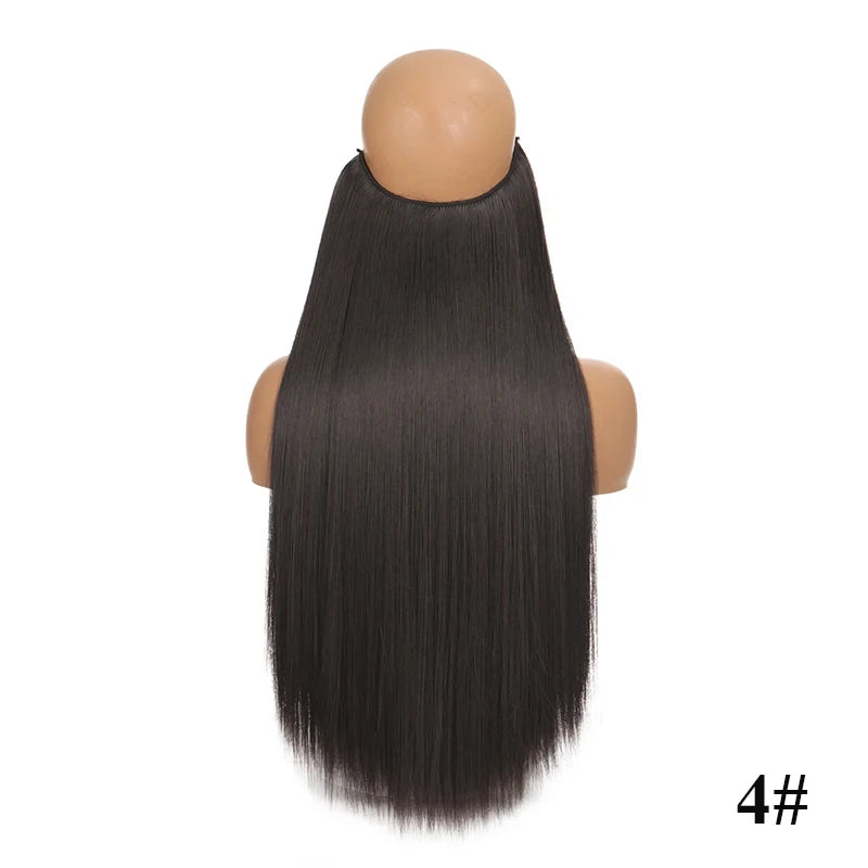 Fish Line Hair Extensions – Straight & Curly, 40/50/60cm, Daily Wear