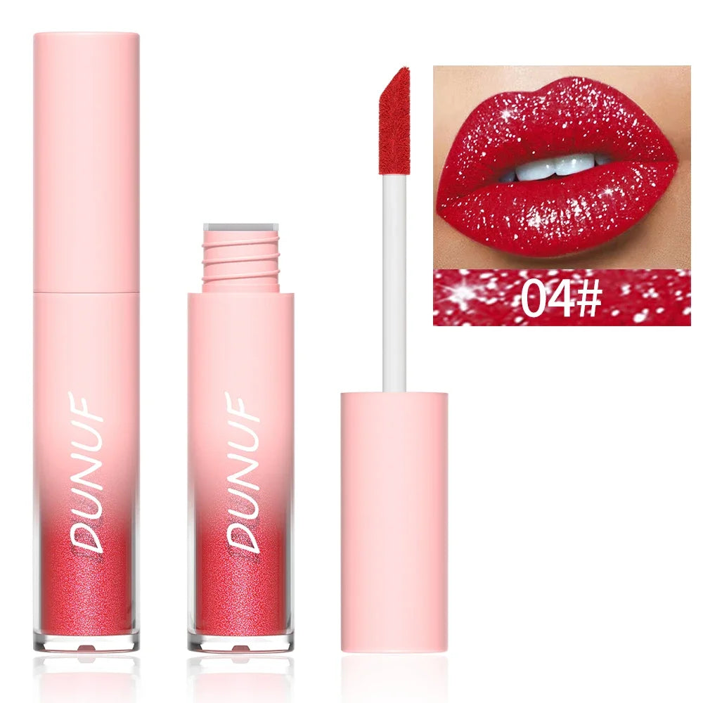 Diamond Glitter Liquid Lip Gloss – Long-Lasting, Waterproof, Non-Stick, Metallic Shine