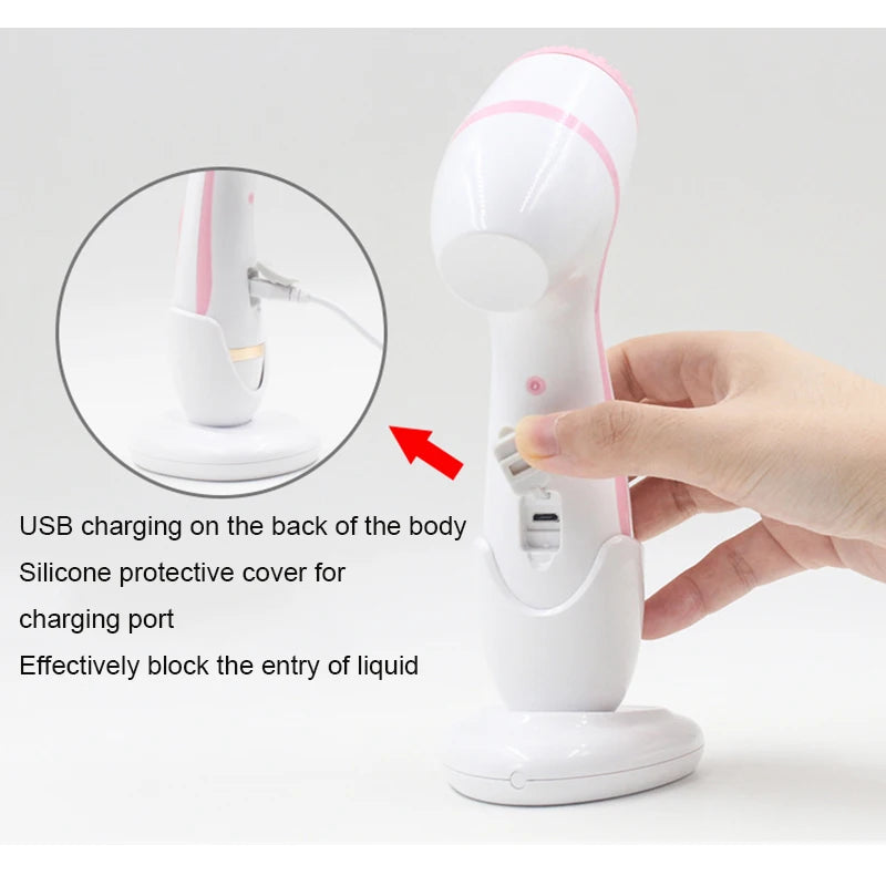 3-in-1 Ultrasonic Electric Facial Cleansing Brush – Sonic Rotating Massager & Galvanic Blackhead Remover Tool