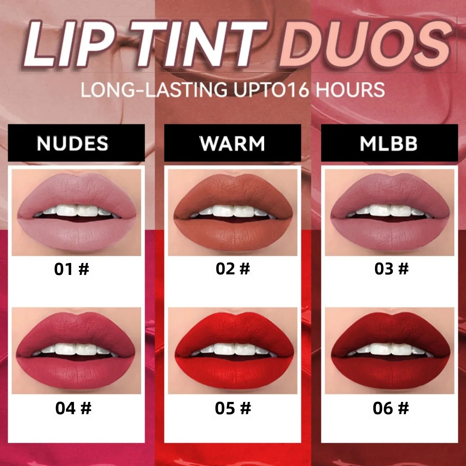 MLSMILE 6-Color Velvet Matte Lip Glaze – Waterproof, Long-Lasting, Non-Stick Lip Tint