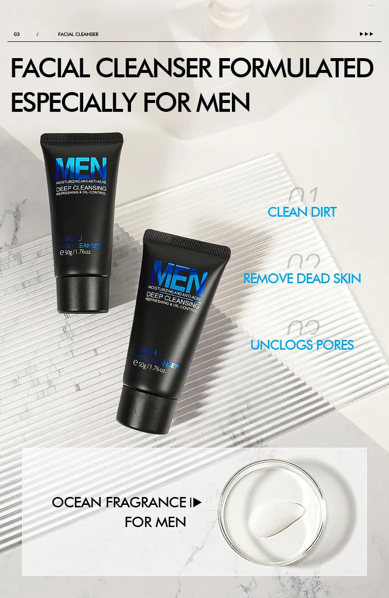 Men’s Deep Cleanse Face Wash – Oil Control & Moisturizing Cleanser 50g