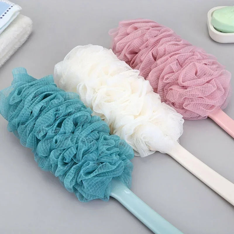 1pc Long Handle Bath Brush – Soft Mesh Shower Scrubber for Back & Body Cleaning