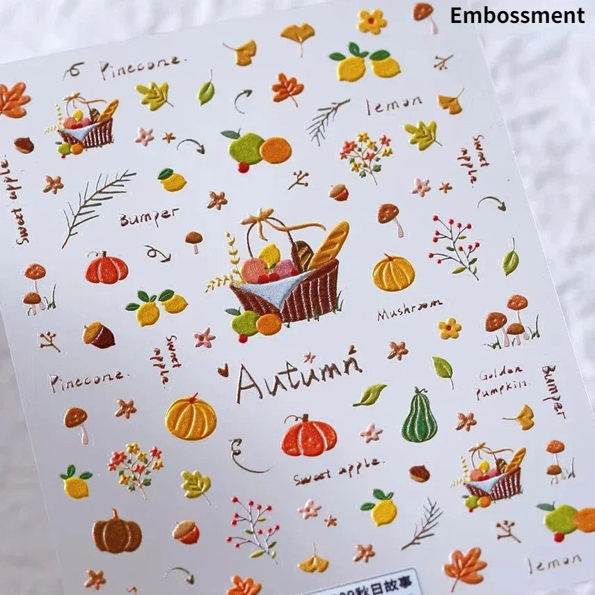 Sunflower & Autumn Harvest Nail Art Stickers