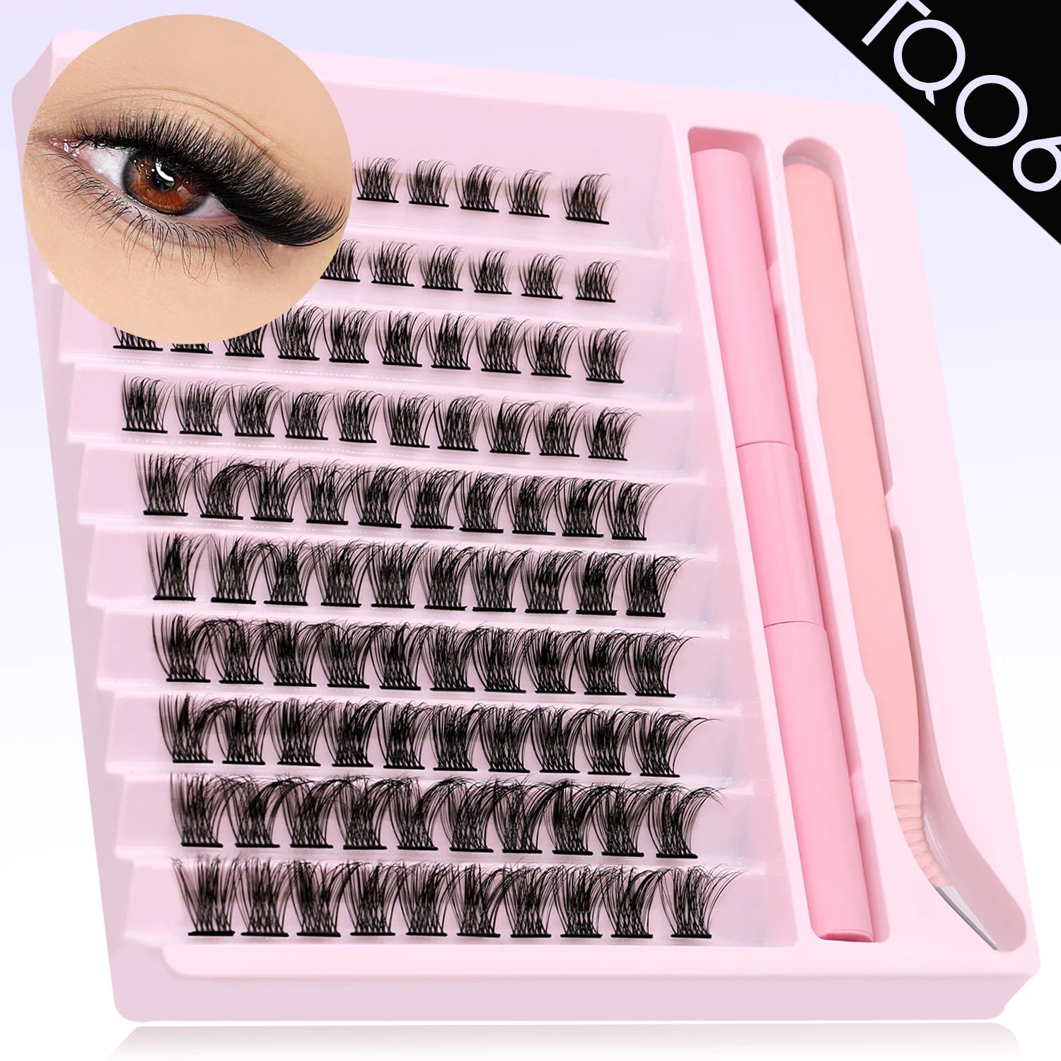 DIY Eyelash Cluster Extension Kit with Tweezers & Waterproof Lash Bond