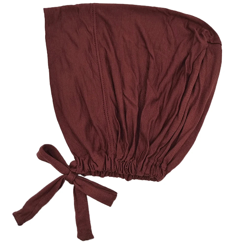 Modal Muslim Turban Hat Inner Hijab Cap with Rope – Islamic Underscarf Bonnet Headwrap Turbante Mujer