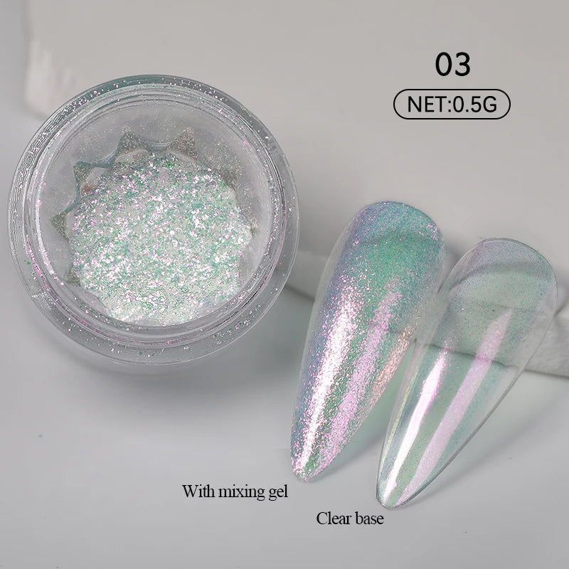 10g Gradient Pearl Nail Powder – Metallic Aurora Effect Glitter Dust for UV Gel Nail Art Decorations