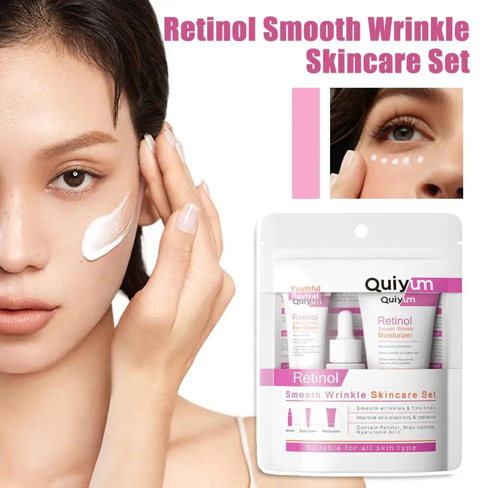 Professional Retinol Skincare Set – Serum, Moisturizer & Eye Cream for Wrinkle Smoothing & Firming