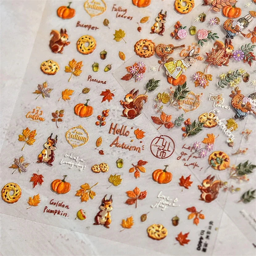 Sunflower & Autumn Harvest Nail Art Stickers