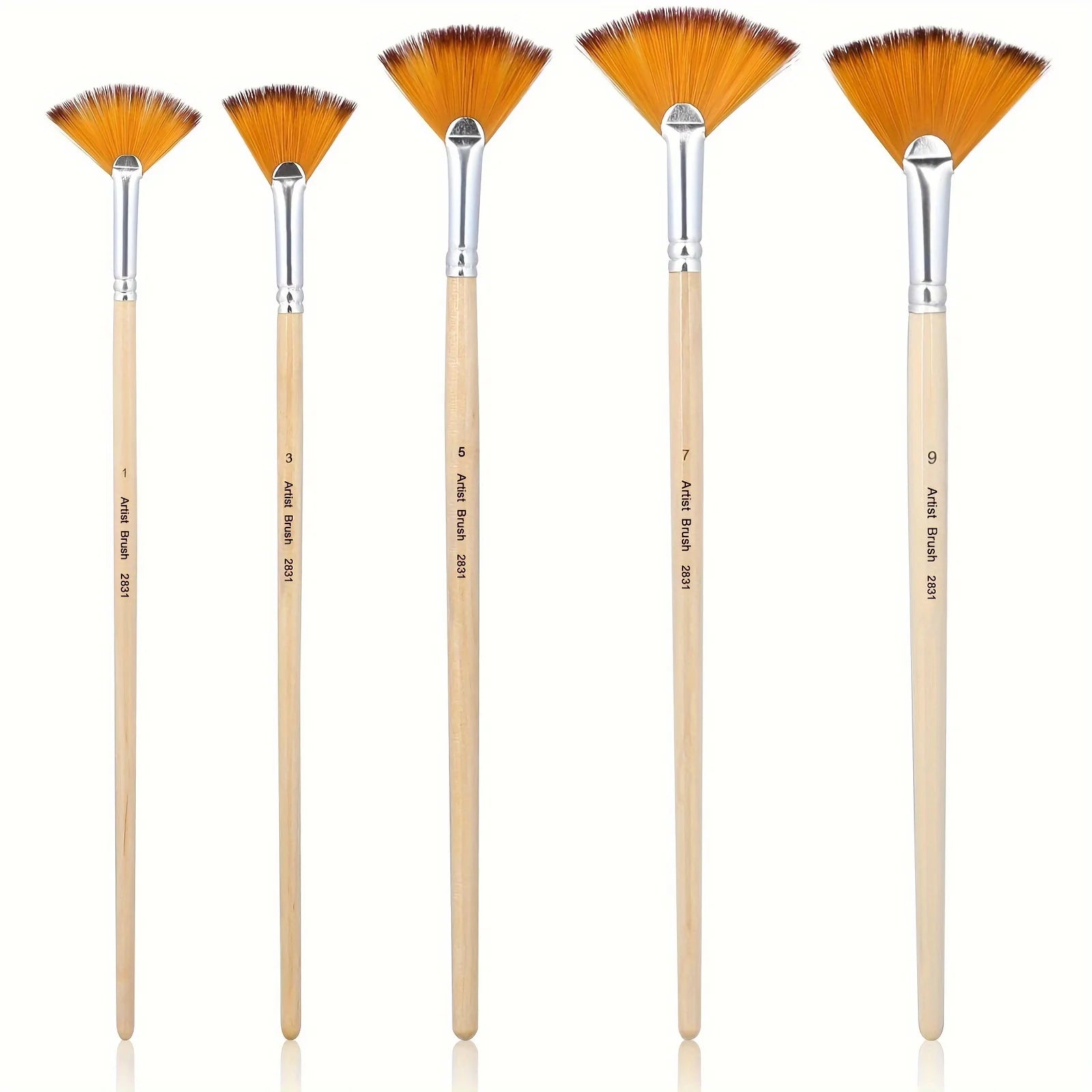 5pcs Fan Paint Brush Set – Nylon Hair Brushes for Acrylic, Oil & Watercolor Painting