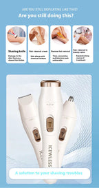 Electric Waterproof Hair Trimmer for Women – Painless Body & Facial Hair Removal