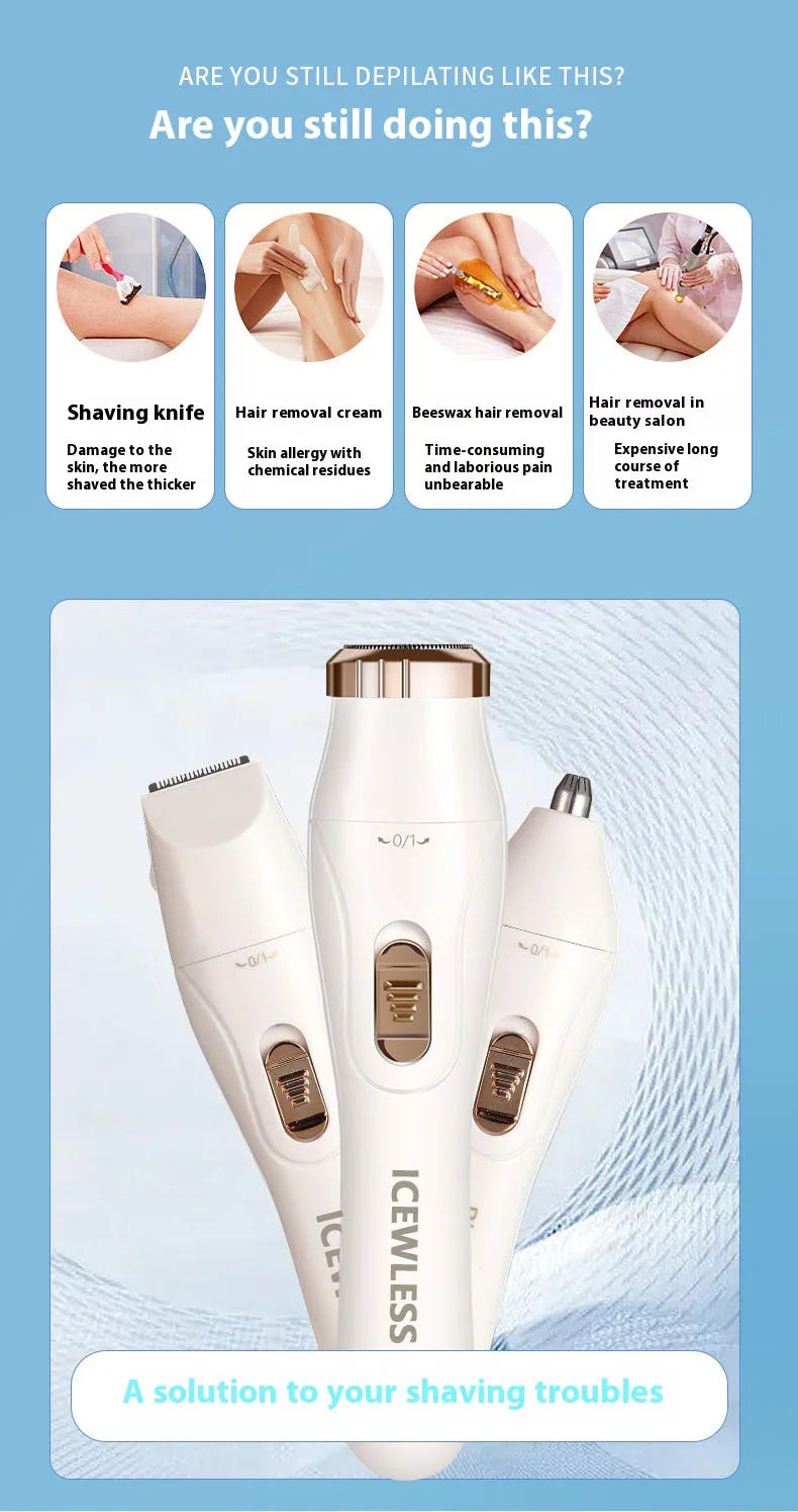 Electric Waterproof Hair Trimmer for Women – Painless Body & Facial Hair Removal