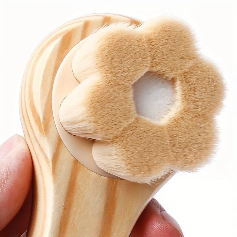 1Pc Wooden Facial Cleansing Brush – Exfoliating Bamboo Hair Face Massage & Skincare Brush