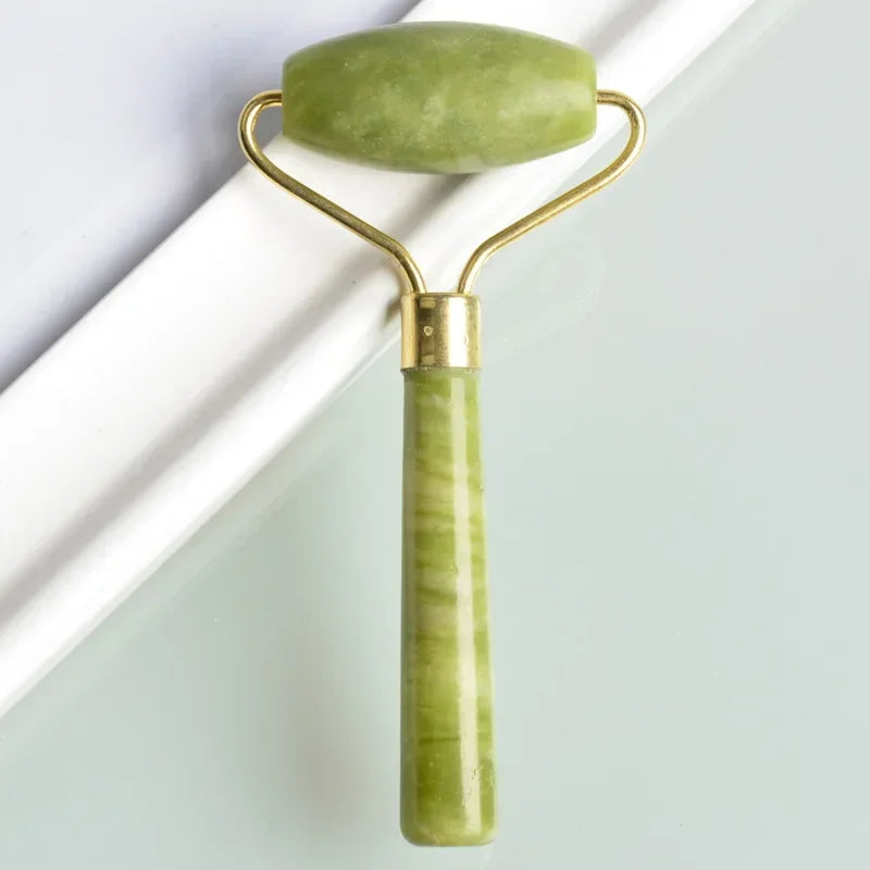 Xiuyan Jade Facial Massage Roller – Wooden Handle Barbed Stick
