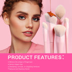 14PCS Pink Makeup Brush Set – Premium Vegan Foundation, Blush, Eyeshadow, Liner & Blending Brushes (T495)