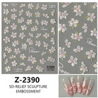 5D Spring Flower Nail Stickers – Embossed Floral Manicure Decals