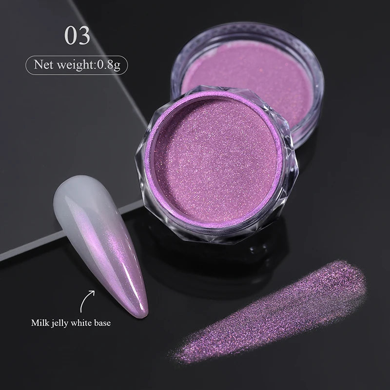 10g Gradient Pearl Nail Powder – Metallic Aurora Effect Glitter Dust for UV Gel Nail Art Decorations