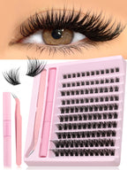 DIY Eyelash Cluster Extension Kit with Tweezers & Waterproof Lash Bond
