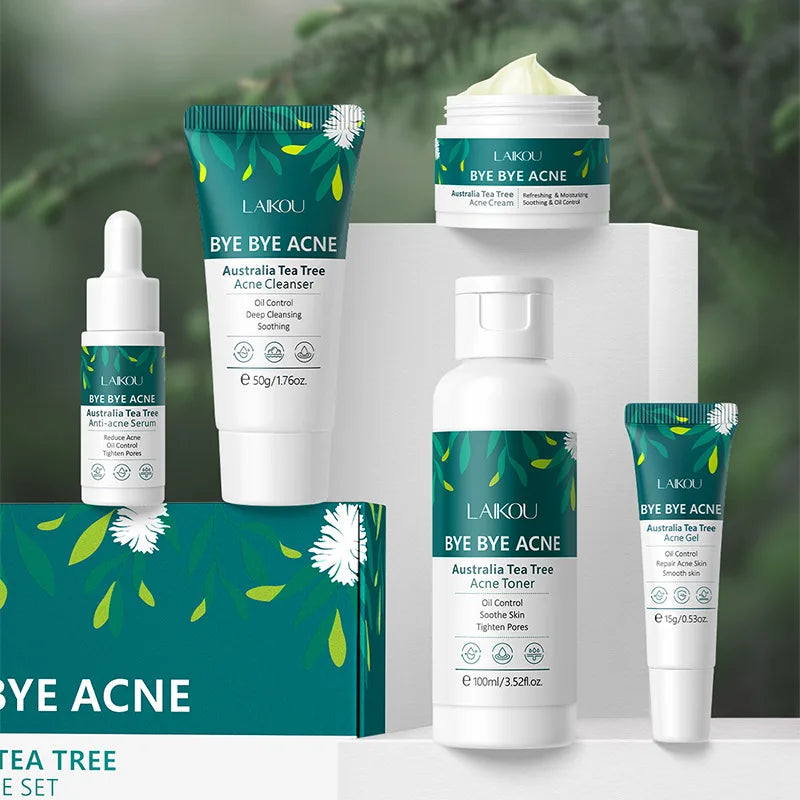 Tea Tree Skincare Kit – Complete 5-Step Facial Set with Cleanser, Toner, Serum, Gel & Cream