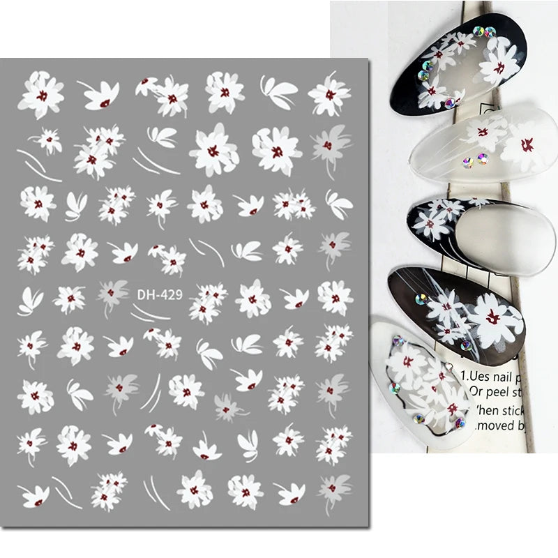 3D Y2K Hibiscus Floral Nail Stickers