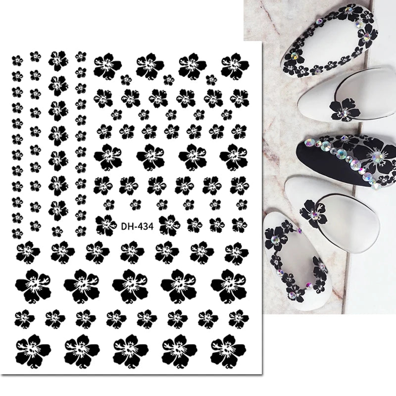 3D Y2K Hibiscus Floral Nail Stickers