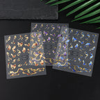 Holographic Purple & Blue Nail Art Stickers – Gold Ink Decals for DIY Manicure