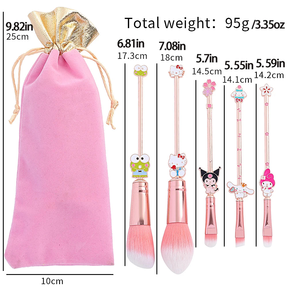 Luxury 5pcs Hello Kitty & Friends Makeup Brush Set – Kawaii Cosplay Collection