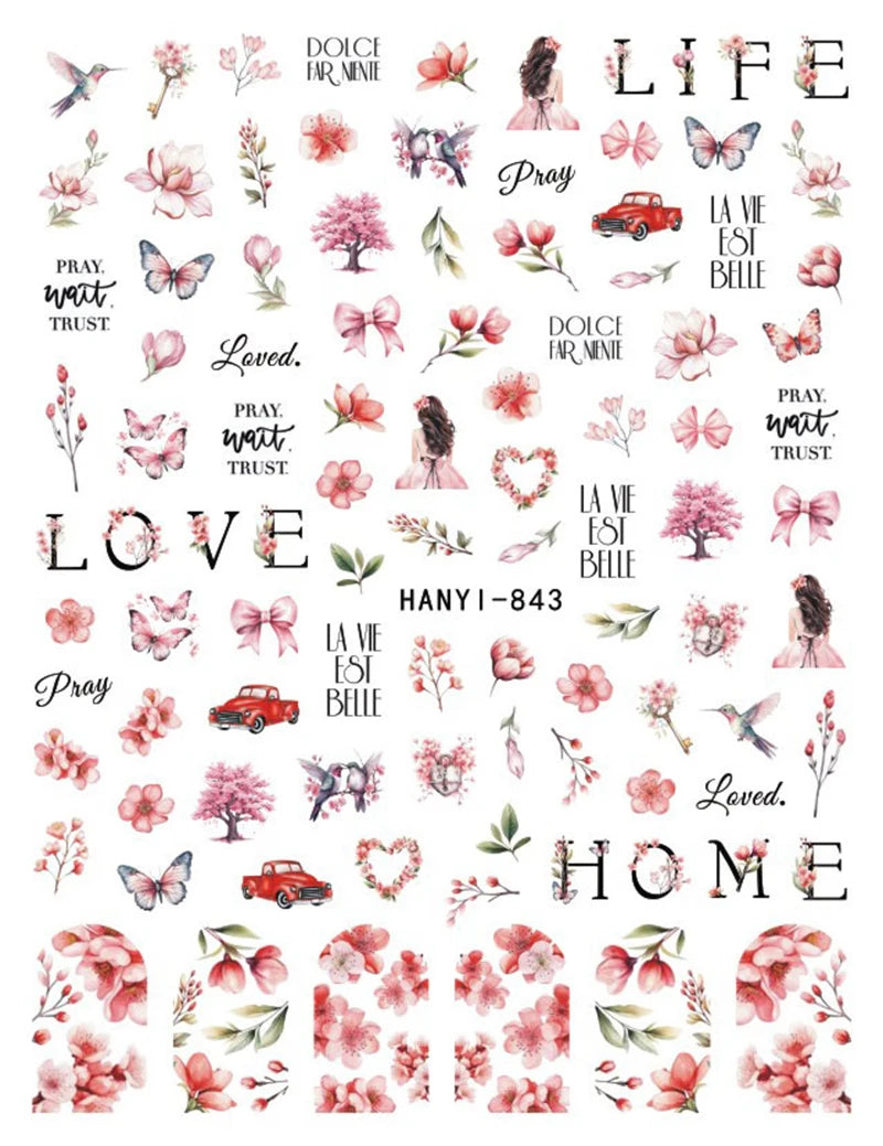 3D Floral & Butterfly Nail Art Stickers