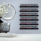 Black Acrylic Nail Polish Wall Rack – 4 Shelves, Holds 48–66 Bottles