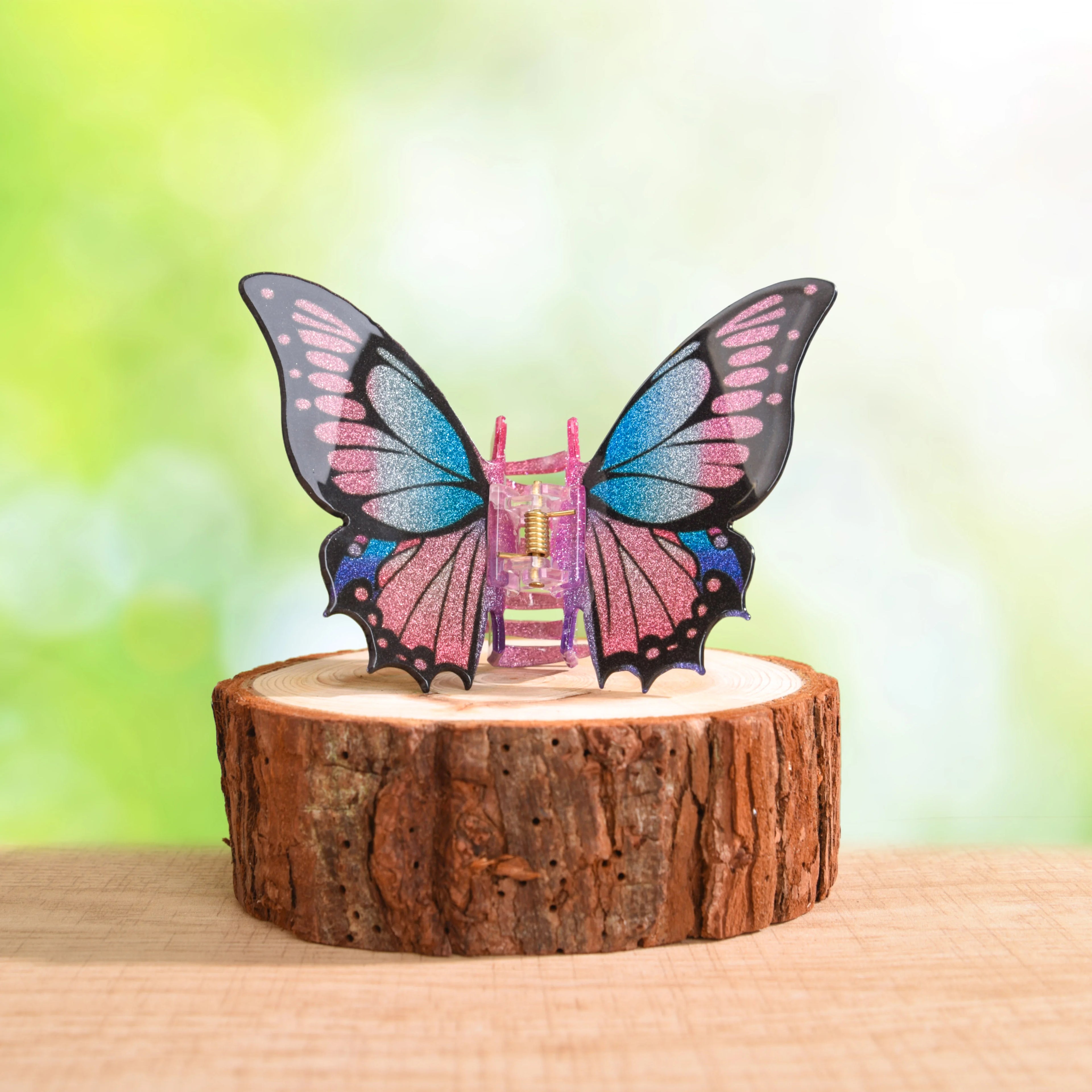 DuoShang Sweet Colorful Butterfly Hair Claw – Large Acrylic Simulated Butterfly Hair Clip for Women