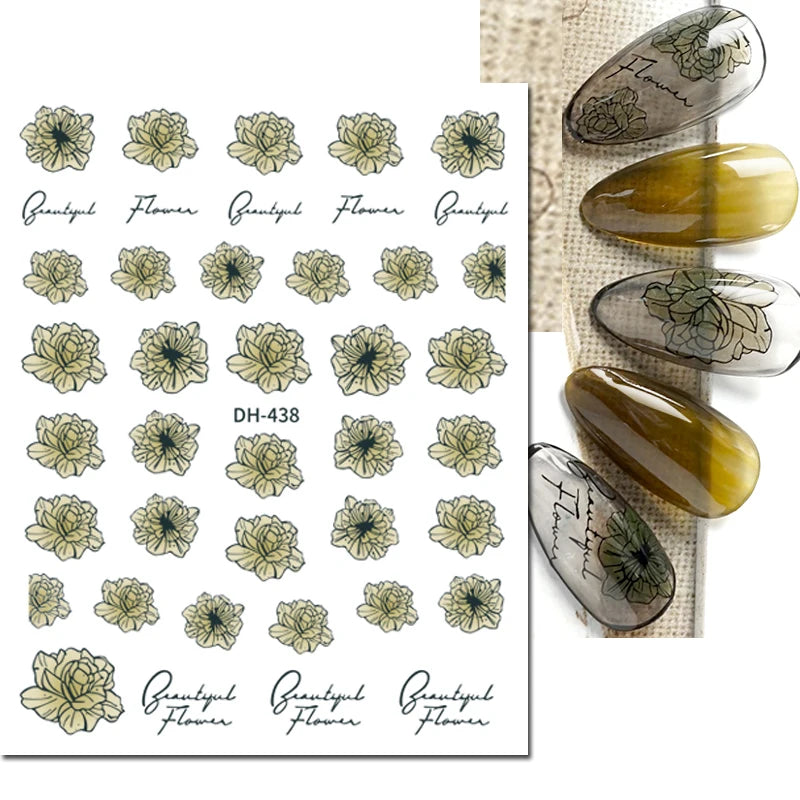 3D Y2K Hibiscus Floral Nail Stickers