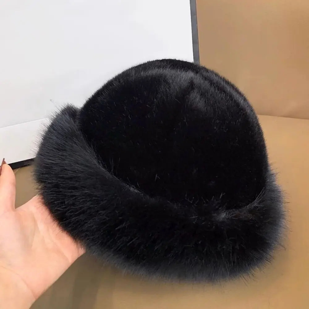 Women’s Faux Fox Fur Winter Hat – Warm Snow Ski Cap, Windproof Russian Style Ear Warmer Bonnet