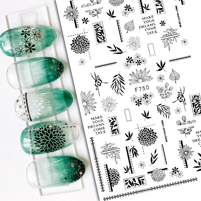 3D Butterfly & Flower Nail Art Stickers – Blue & Purple Decals for Manicure