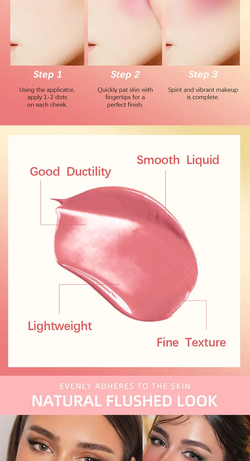 4-Color Liquid Blush – Long-Lasting, Blend able Vegan Cheek Tint