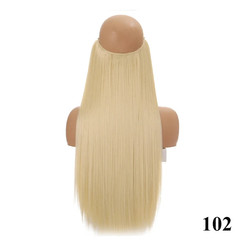 Fish Line Hair Extensions – Straight & Curly, 40/50/60cm, Daily Wear