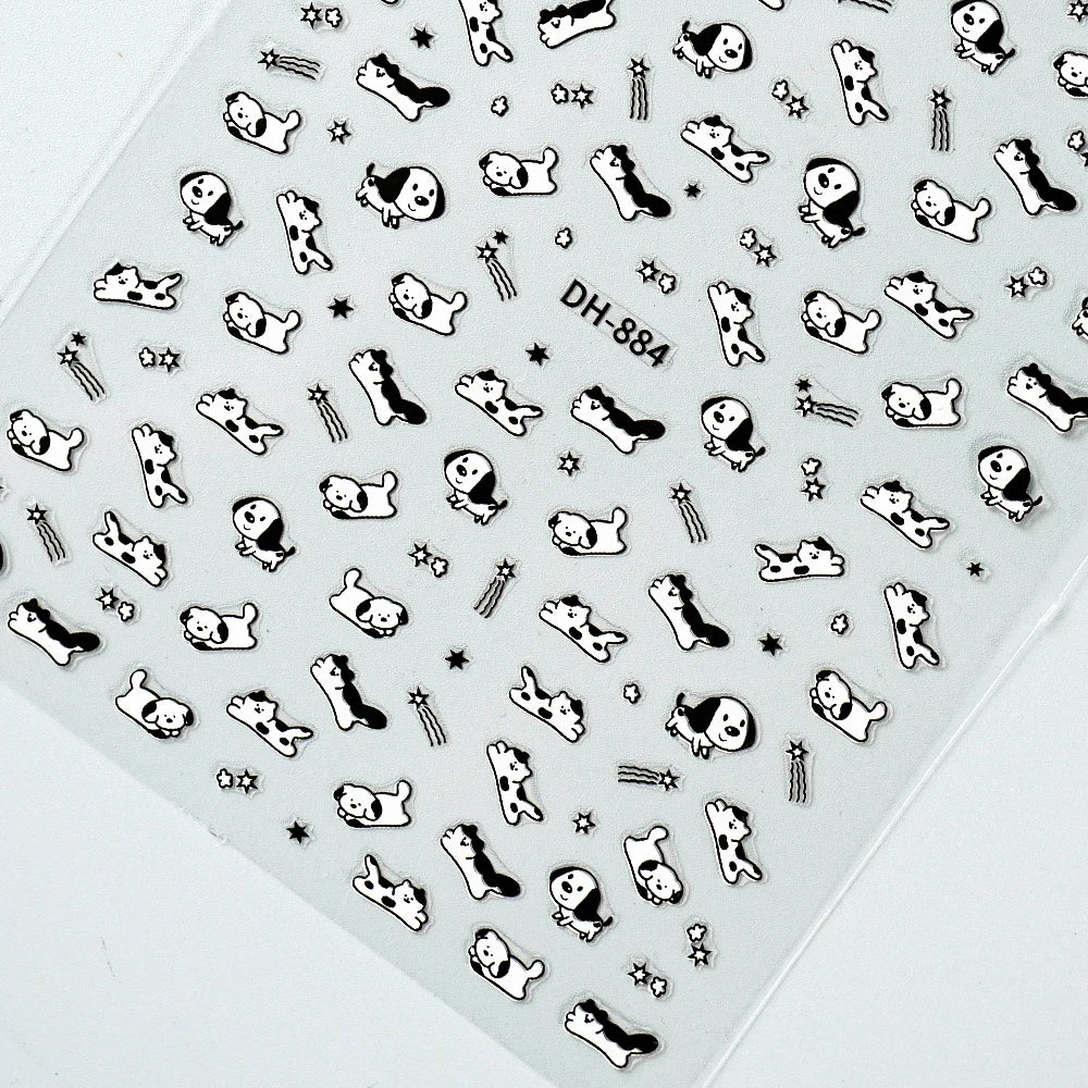 Kawaii Capybara & Spotted Puppy Nail Art Stickers – DIY Manicure Decals