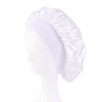 New Women’s Satin Solid Wide-Brimmed Sleeping Hat – Unisex Elastic Head Wrap Bonnet for Hair Care