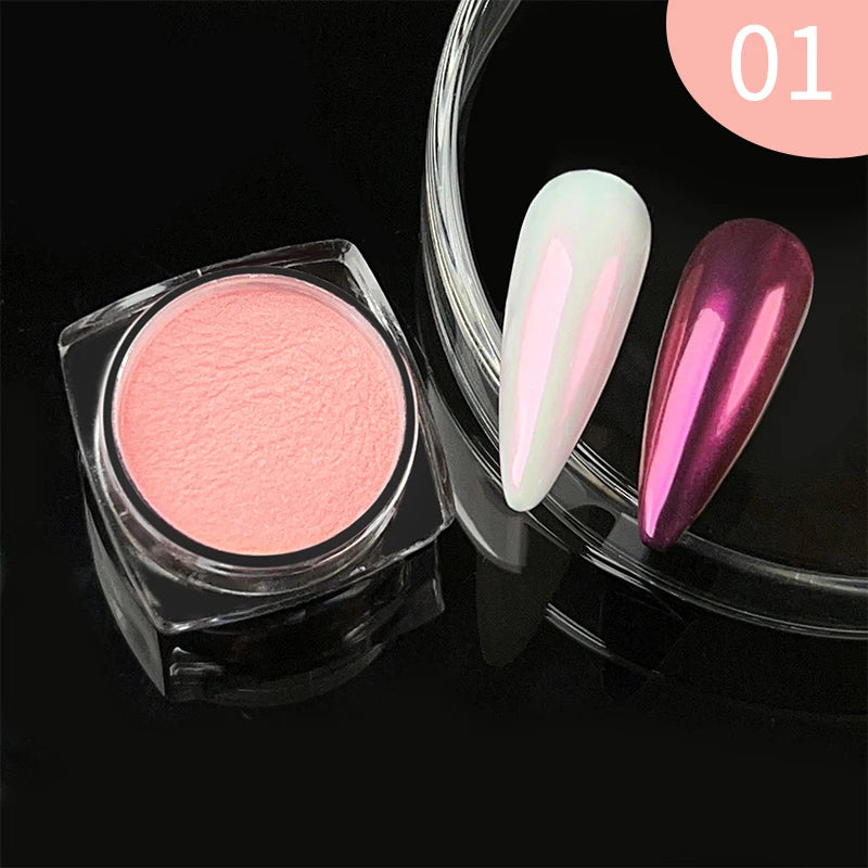 10g Gradient Pearl Nail Powder – Metallic Aurora Effect Glitter Dust for UV Gel Nail Art Decorations
