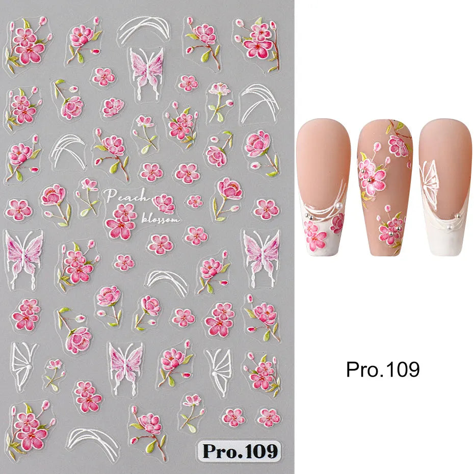 5D Crustacean & Insect Nail Art Stickers – Embossed Self-Adhesive Decals