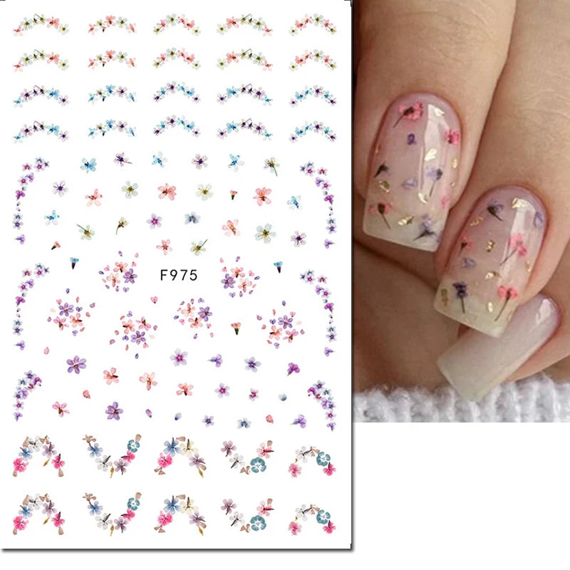 3D Floral & Butterfly Nail Art Stickers Decals