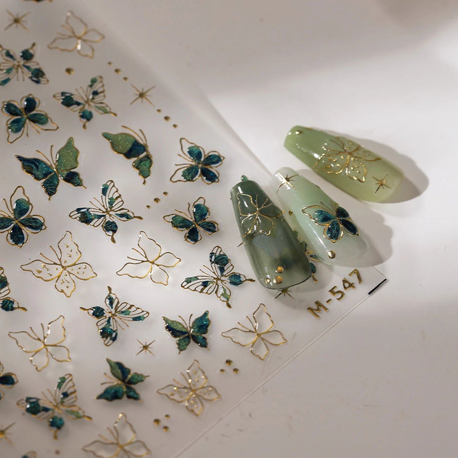 3D Gold Butterfly Nail Stickers – Self-Adhesive Decals for DIY Manicure