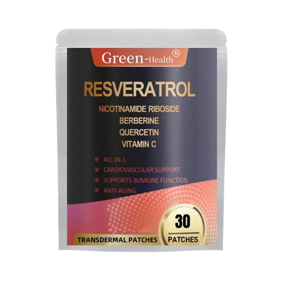30 Patches Resveratrol Transdermal Patches With Berberine Quercetin Antioxidant Heart Support