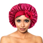 New Women’s Satin Sleeping Bonnet with Tie Bands – Adjustable Silky Cap for Curly Hair & Shower Use