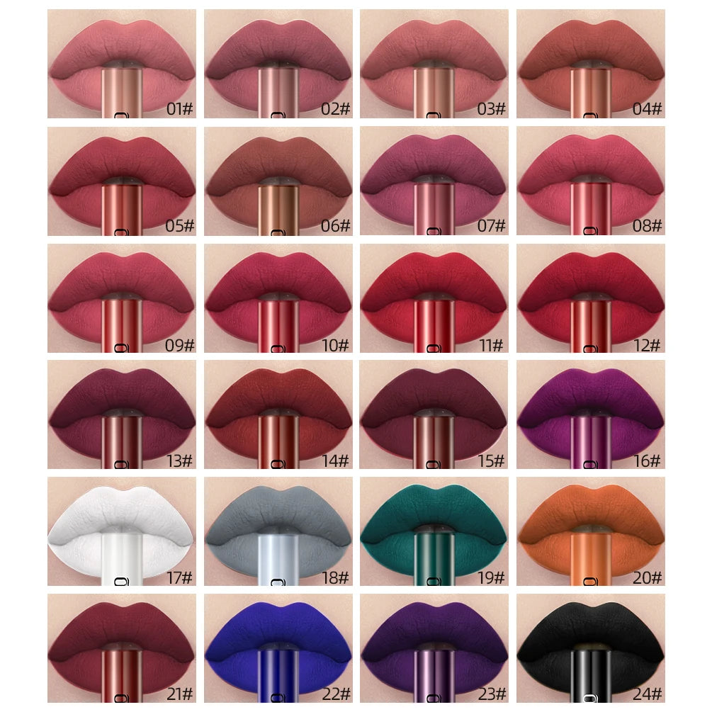 24 Colors Matte Liquid Lipstick Set – Long-Lasting, Waterproof, Non-Stick Velvet Lip Gloss