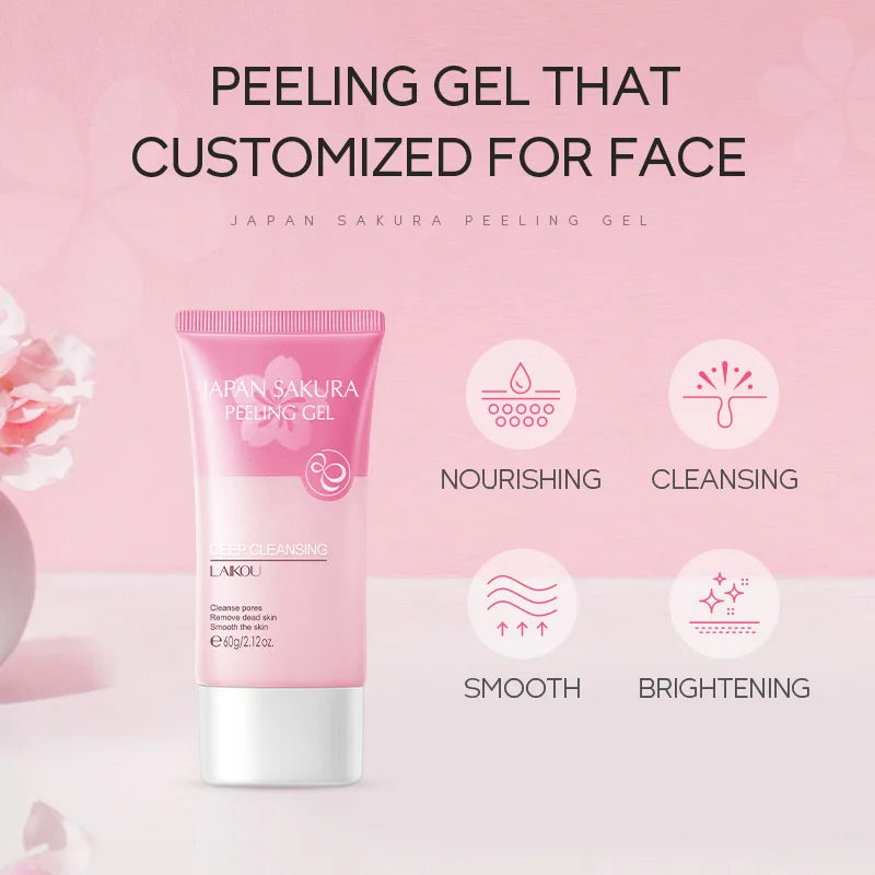 LAIKOU Sakura Moisturizing Facial Cleanser & Peeling Gel – Deep Cleanse & Exfoliate