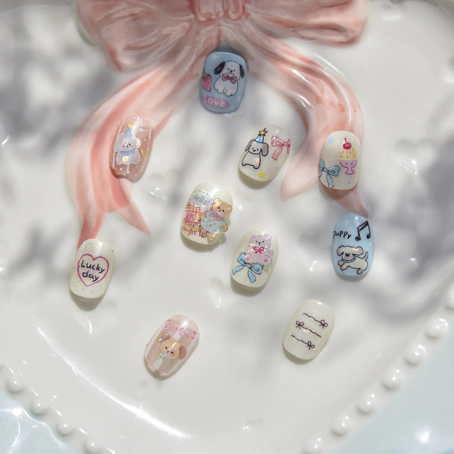 1 Sheet Cute Animal Nail Stickers – Dog, Cat, Bear & Rabbit Decals