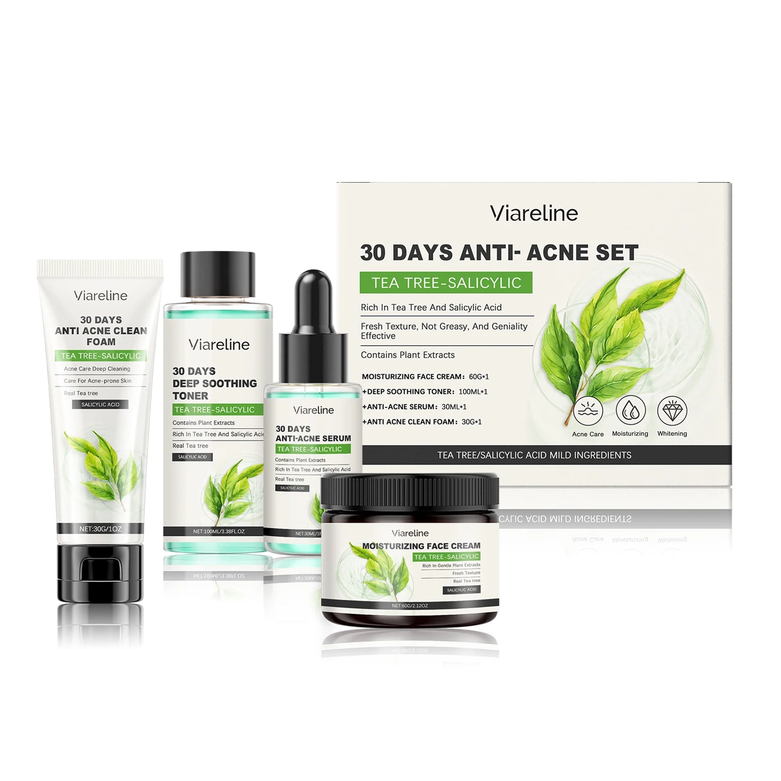 Salicylic Acid Face Care Set – Cleanser, Toner, Serum & Anti-Acne Cream