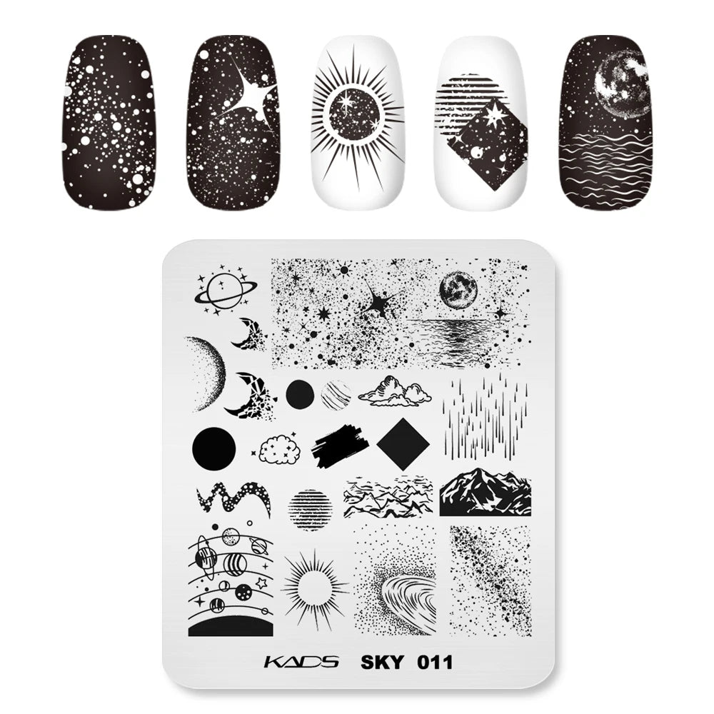 KADS Sky 011 Nail Stamping Plate – Moon & Galaxy Design Stainless Steel Template