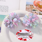 2Pcs Double Color Ribbon Flower Hairpins – Handmade Princess Hair Clips & Barrettes for Girls