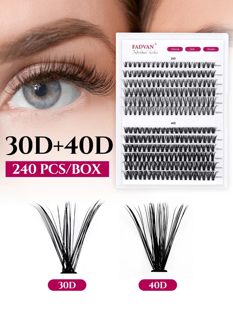 DIY Cluster Lashes Bundle – 30D/40D Soft Mink Individual Lashes