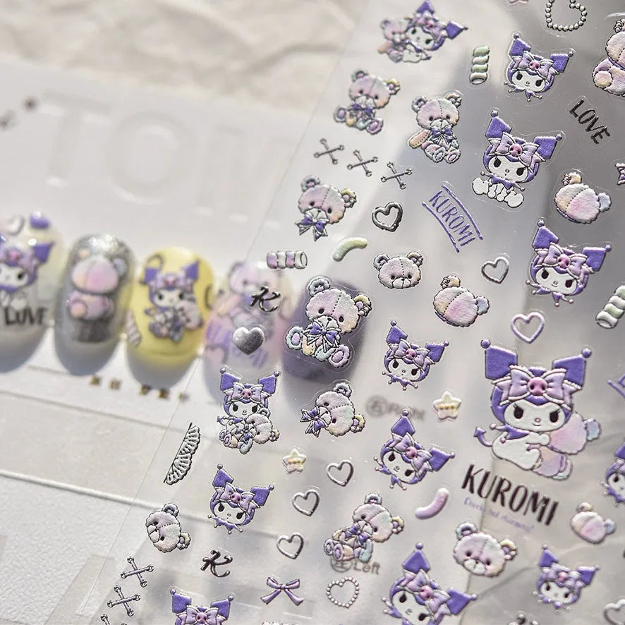 5D Anime Nail Stickers – Hello Kitty, Kuromi & Cinnamoroll